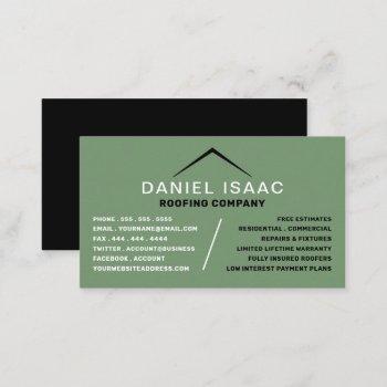 sleek roof, roofer, roofing contractor business card