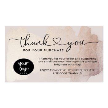 Small Small Business Thank You Cards, Order Insert Front View