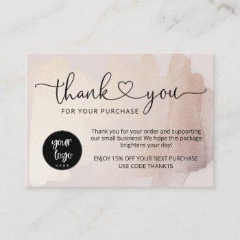 small business thank you cards, order insert