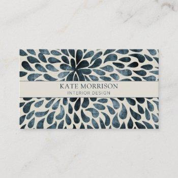 smoky blue gray abstract pattern interior designer business card