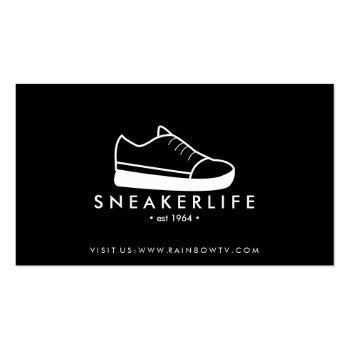 Small Sneaker Sport Shoes Hand Drawn Black Business Card Front View