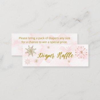 snowflake is on the way baby shower diaper raffle mini business card