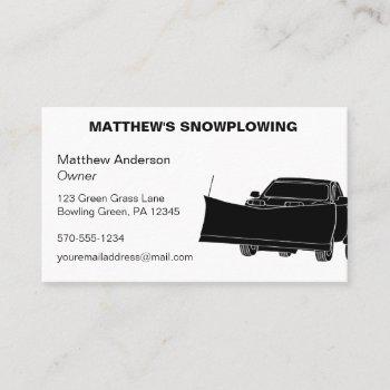 snowplowing pickup truck with plow snowplow business card