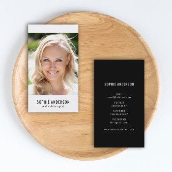 social media black and white profile photo business card