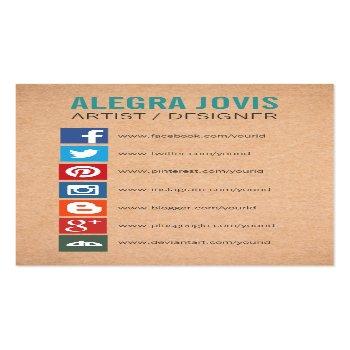 Small Social Media Icons Symbols Business Card Front View