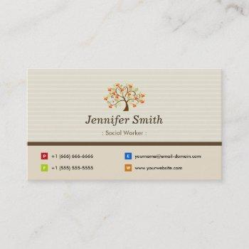social worker - elegant tree symbol business card
