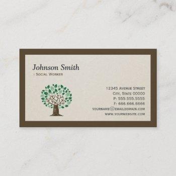social worker - elegant tree symbol business card