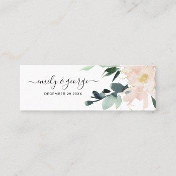 soft blush gold floral watercolor wedding website mini business card