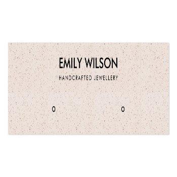 Small Soft Blush Pink Ceramic Stud Earring Display Logo Mini Business Card Front View