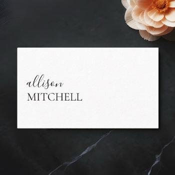 sophisticated trendy girly script minimal white business card