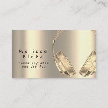 sound engineer dee jay faux gold metallic business card