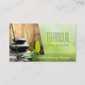 spa still life beautiful green massage salon business card