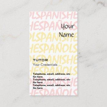 spanish tutor appointment business cards