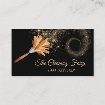 sparkle fairy feather duster cleaning services business card