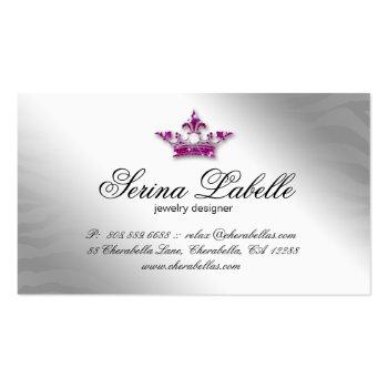 Small Sparkle Jewelry Zebra Crown Hot Pink 232 Business Card Back View