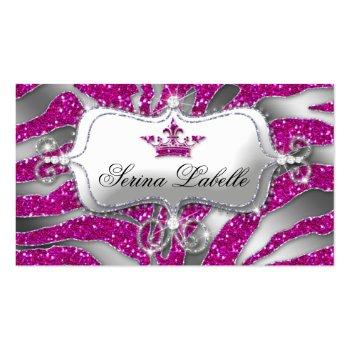 Small Sparkle Jewelry Zebra Crown Hot Pink 232 Business Card Front View