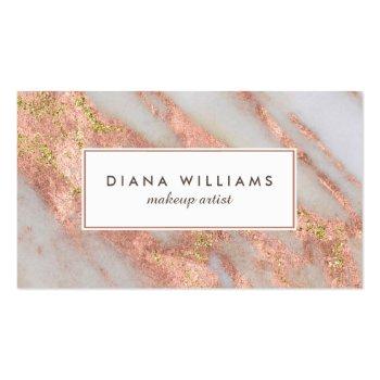 Small Sparkling Pink Marble Abstract Makeup Artist Business Card Front View