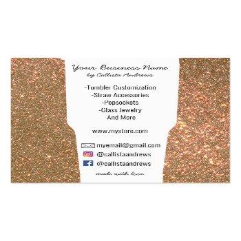 Small Sparkly Modern Glitter Tumbler Crafter Square Business Card Back View