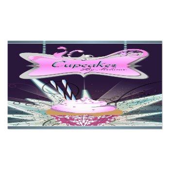 Small Spectacular Pink Swirl Cupcake Business Card Front View