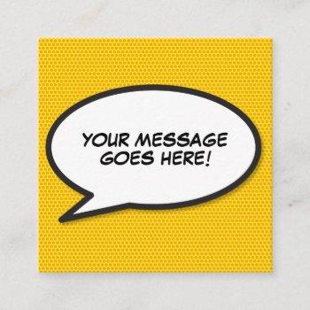 speech bubble message fun retro comic book square business card