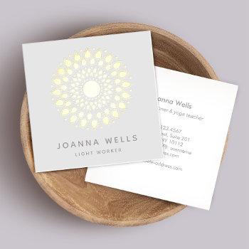 spiritual gold lotus mandala square business card