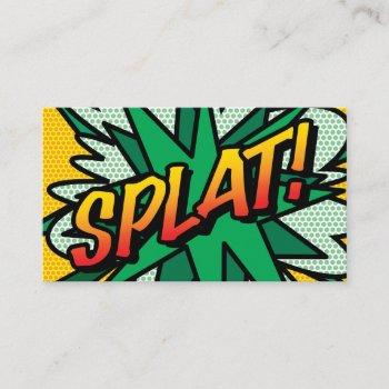 splat fun retro comic book business card