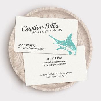 Small Sport Fishing Charters Marlin Business Card Front View
