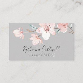 spring cherry blossom | gray business card