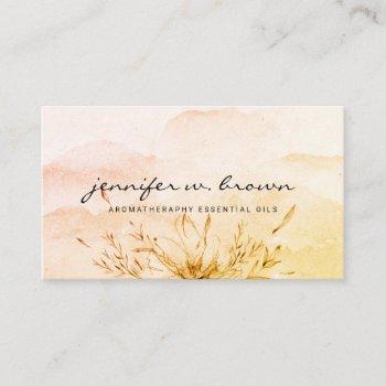 spring watercolor botanical essential oils leafy business card