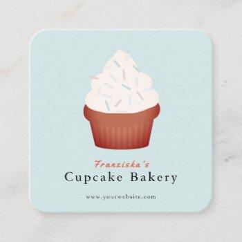 sprinkles cupcake blue bakery square business card