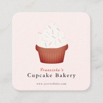 sprinkles cupcake pink bakery square business card