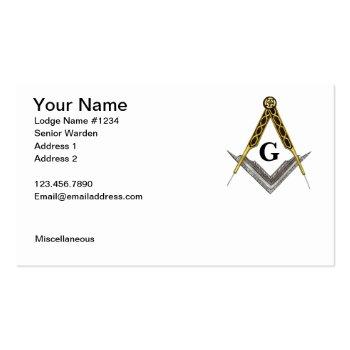 Small Square And Compass With All Seeing Eye Business Card Front View