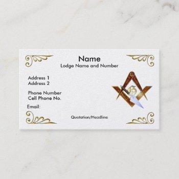 square, compasses and trowel business/profile card