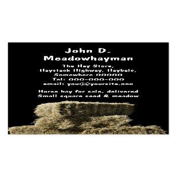 Small Square Hay Bales In A Stack Black Background Business Card Front View