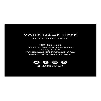 Small Square Professional Black Add Your Custom Logo Square Business Card Back View