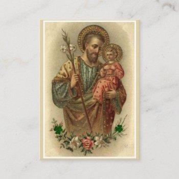 st. joseph jesus catholic prayer shamrocks business card