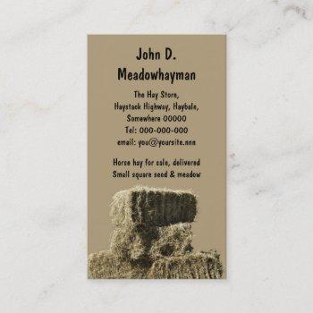 stacked square hay bales business card