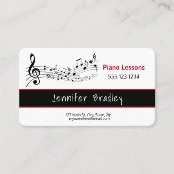 staff musical notes, piano teacher business cards