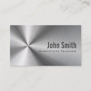 stainless steel substitute teacher business card