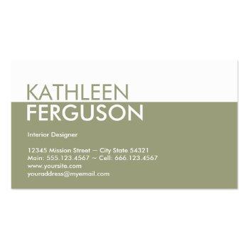 Small Standard Two Tone Color Block Green Professional Business Card Front View