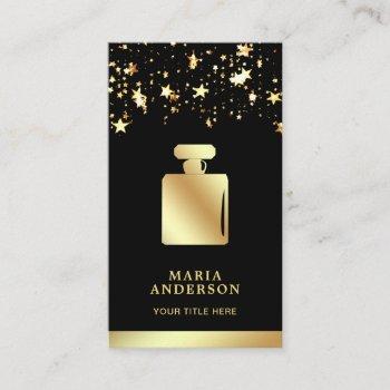stars confetti fragrance gold foil perfume bottle business card