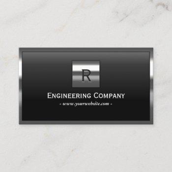 steel border monogram engineering business card
