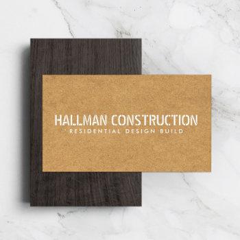 stenciled particle board construction builder business card