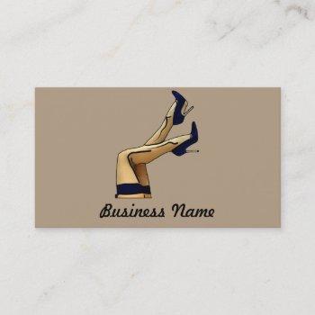 stockings and blue stiletto heels business card