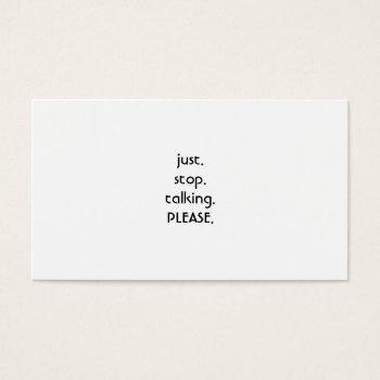 stop talking business card.