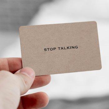 stop talking funny social business card