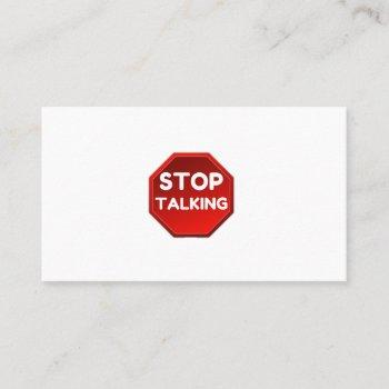 stop talking sign business card