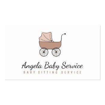 Small Stroller Baby Sitter Daycare Nursery Business Card Front View