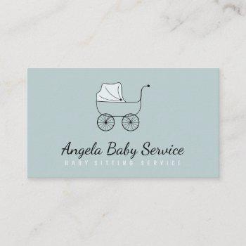 stroller baby sitter daycare nursery teal business card
