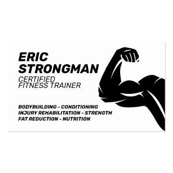 Small Strong Masculine Dark Style Trainer Business Card Front View
